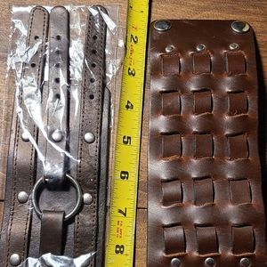 Leather wide cuff band bracelet